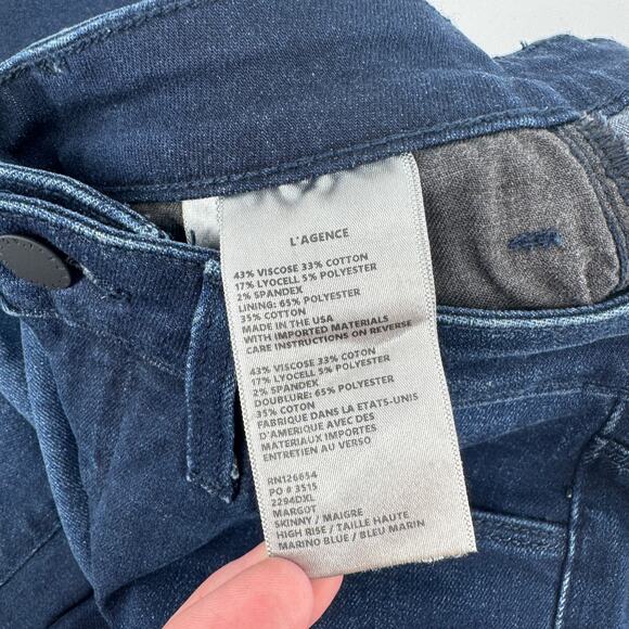 L'AGENCE Margot High Rise Skinny Jeans Womens Sz 25 NWOT Dark Wash Stretch Denim - Picture 7 of 9